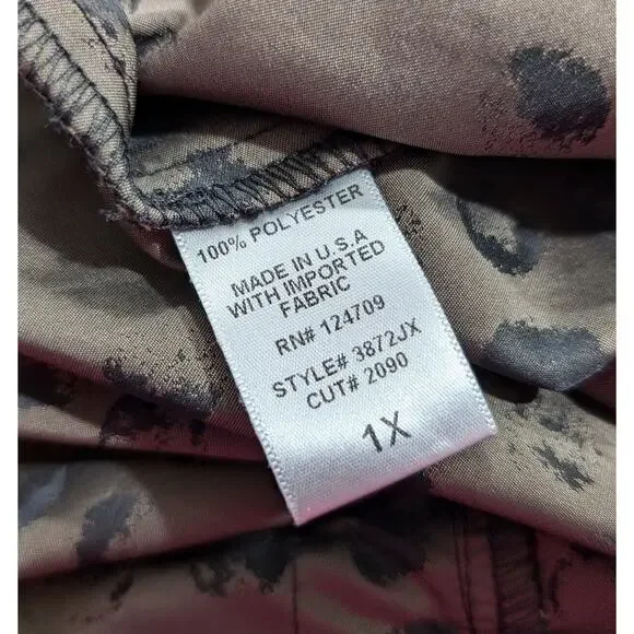 IC Connie K Jacket Black Brown Polka Dot Parachute Tie Front Women's Size 1X - Picture 6 of 7